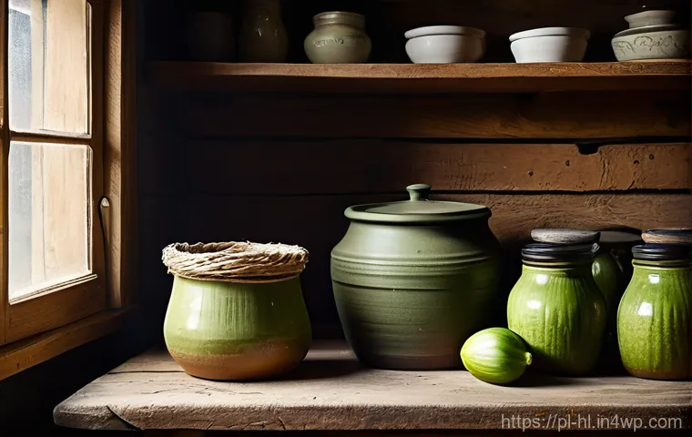 전통 장류 제조에 적합한 용기 선택하기 - **Prompt:** A cozy, rustic Polish kitchen scene bathed in warm, soft morning light. In the foregroun...