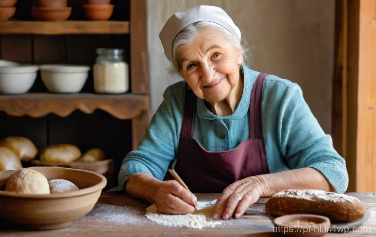 전통 장류 자가 제조와 전통 기술 보전 - **Prompt:** A cozy, rustic Polish kitchen bathed in warm, soft natural light. An elderly Polish gran...