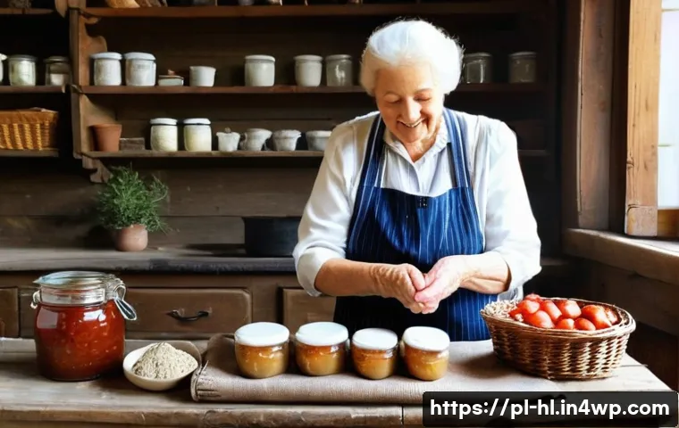 전통 장류 자가 제조를 위한 협동조합 사례 - **Prompt:** A warm, nostalgic scene in a rustic Polish kitchen. A smiling young woman (20s-30s), wea...