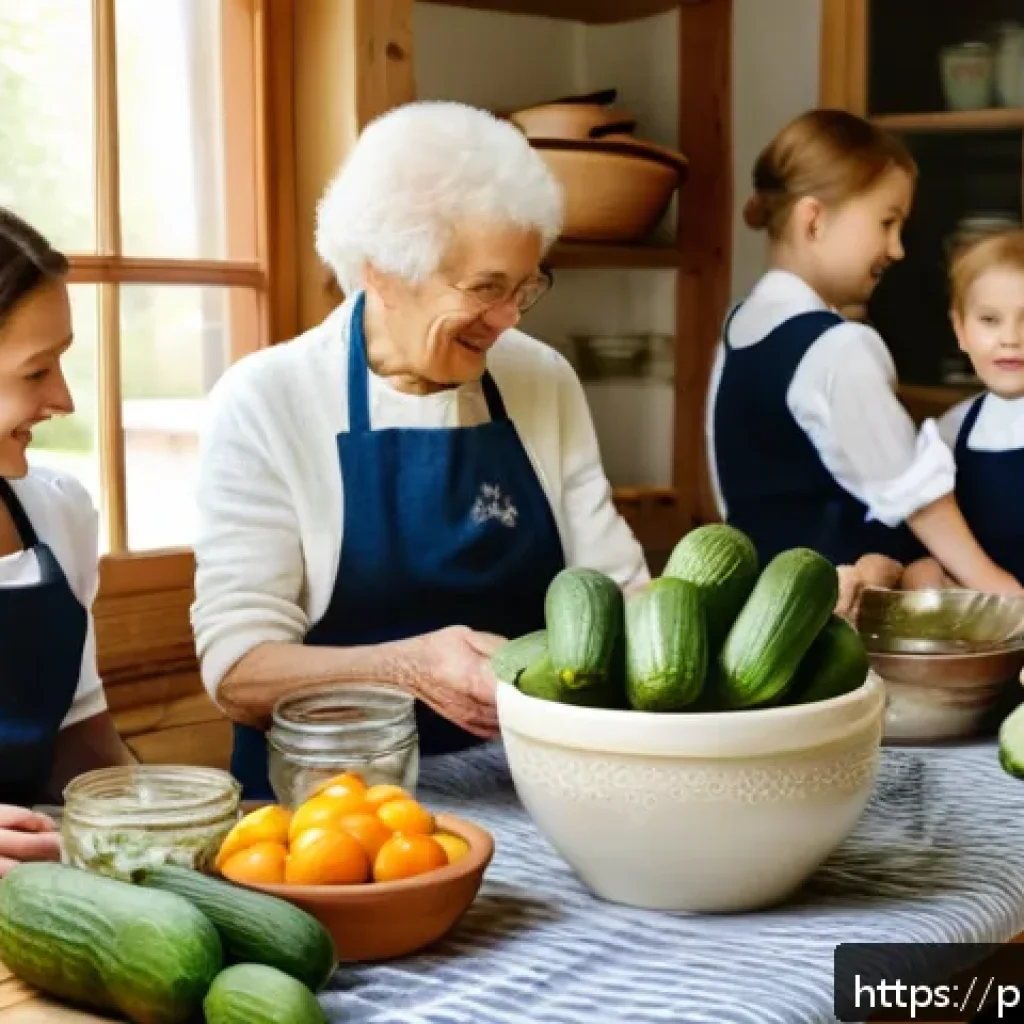 전통 장류 자가 제조와 가족의 역할 - A warm, cozy Polish family kitchen scene with multiple generations—grandparents, parents, and childr...