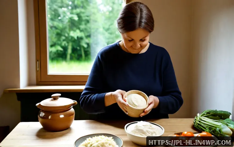 Home 16 전통 장류 자가 제조를 위한 효율적인 시간 관리 - Photorealistic Polish home kitchen, efficient weekend preparation of traditional fermented pantry fo...